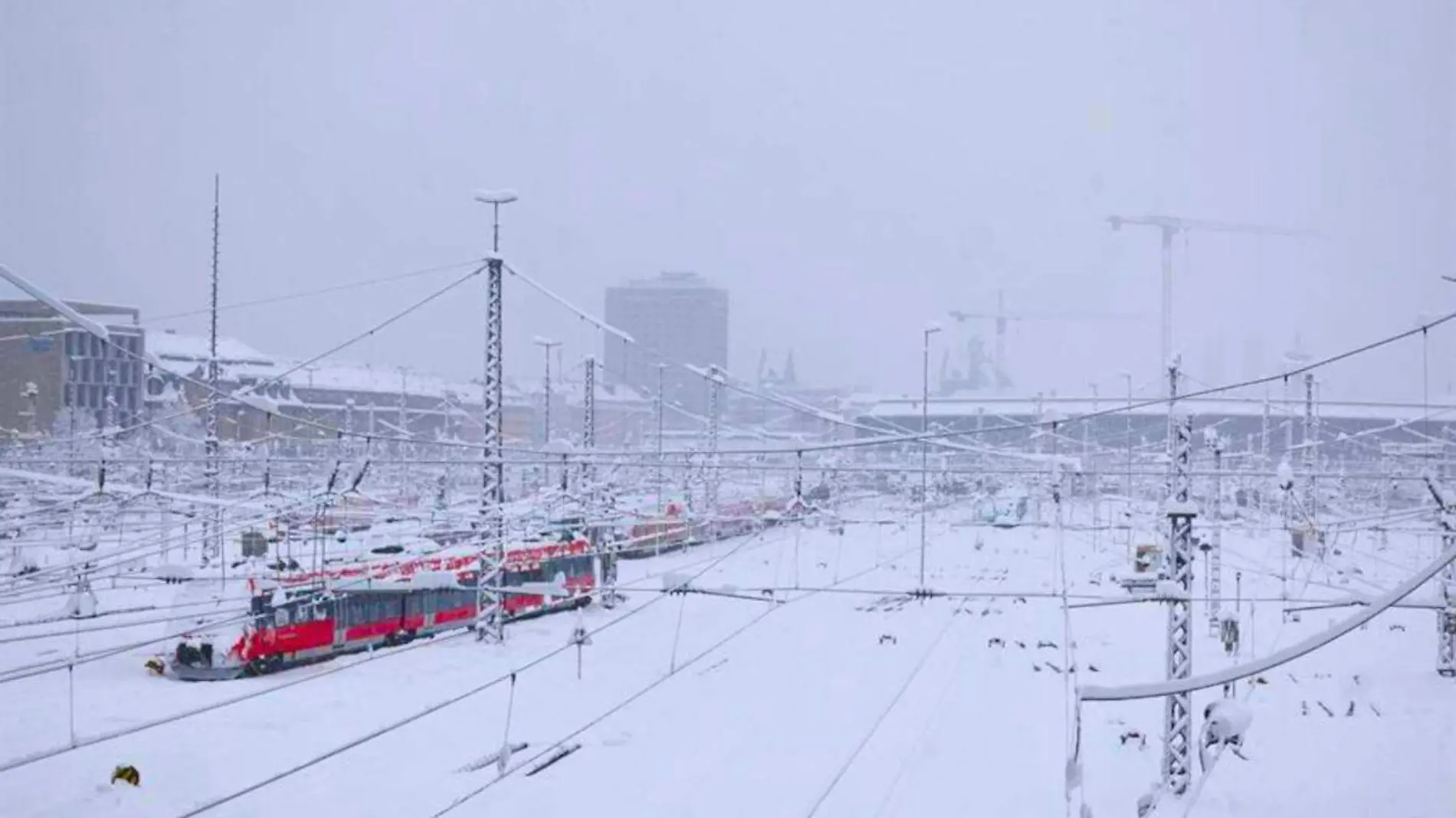 Intensa nevada en el sur de Múnich, Alemania